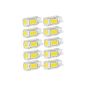 10pcs 7.5W LED lamp CHINS® G9 LED COB LED 5 LED bulbs (Cool White 6500K, angle 360, 480LM, 85-265V AC, 17 x 50 mm) Energy saving light bulbs
