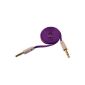 smartec24® 3.5mm stereo Aux TPU flat cable in purple.  Stereo cable 2x 3.5mm Aux connectors with convenient flat cable (electronics)