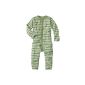 Pajamas, one-piece, long sleeve, green and white striped (Textiles)