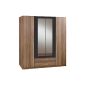 Wimex 154453 Skate wardrobe with 4 doors with two drawers and two mirrored doors, carcase french walnut effect, 180 x 198 x 58 cm, anthracite (household goods)