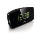 Philips AJ3400 radio alarm clock with large display (Digital FM, 2 alarm times, Sleep Timer), black (Electronics)