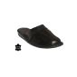 Mens slippers leather (calfskin) slippers Black front fully M28 (Shoes)