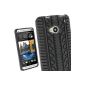 Black iGadgitz Silicone Case Tire Case for HTC One M7 Android Smartphone + Screen Protector (Wireless Phone Accessory)