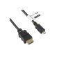 Mumbi Micro HDMI Cable 1080p - Gold-plated contacts - HDMI Micro Type D High Speed ​​HDMI cable 1.4 / connecting cable 3 meters (Electronics)