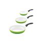 Set of 3 culinario ceramic pans, Ø 20, 24 and 28 cm, green, non-stick and suitable for induction (household goods)