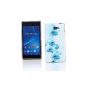 Me Out Kit FR TPU Gel Case for Sony Xperia M2 - white / blue floral pattern (Wireless Phone Accessory)