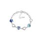 Le Premium® clover crystal charm bracelets heart-shaped Swarovski sapphire, light sapphire and aquamarine blue crystals (jewelry)