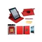 Foxnovo 4 in 1 360 degrees Rotating Stand PU Leather stand Case Cover Screen Guard For iPad Stylus Pen Set towel 4 iPad 3 iPad 2 2nd Generation Red (Electronics)