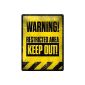 Large metal plate Warning Restricted Area Keep Out (na 4030) (Kitchen)