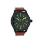 Oozoo watch with leather strap 46 mm black / reddish brown / green C6417 (clock)