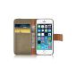 JAMMYLIZARD | Leather Case Retro Wallet Case for iPhone 5 and 5S, CAPPUCCINO (Electronics)