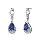 Revoni - Simple Elegance - Ladies' Earrings - Sterling silver - Drop Earring with Blue Sapphire 2.00 ctset Zirconia 0.50 ct (Jewelry)