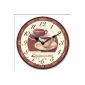 Clock Cappuccino round kitchen clock modern design coffee re - Tina Collection - A different design