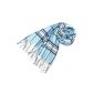 LORENZO CANA - LADIES LUXURY - Cashmink® - SCARF Women's Scarf Stole Scarf checkered light blue black white 93098 (Textiles)