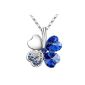 © Pink Crystal - Four Leaf Clover Necklace Lucky Crystal and Chain plated 18K White Gold - Blue (Jewelry)