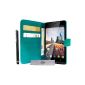 Luxury Wallet Case Cover Turquoise Archos 45a \ 45b Helium 4G LTE and 3 + PEN FILM OFFERED !!  (Electronic devices)