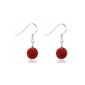 AVAILABLE IN 15 COLOURS - Earrings Shamballa Style Crystal Red 1cm (Jewelry)
