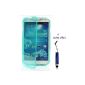 Blue shell silicone soft gel cover flap flip case for Samsung Galaxy S5 + stylus provided (Office Supplies)