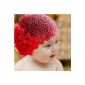Baby red peony flower lace wide headband hair band hats (Baby Care)