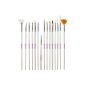 15-piece high-quality professional Nailart- and modeling brush set (cream) for Onestroke and Nagelmodellage (Misc.)