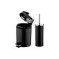 2 pcs.  Stainless steel bath set - black - Toilet Brush & Trash 3 liters - Toilet brush - Toilet brush - Toilettengarnitur - Kosmetikeimer - Bathroom Bins - Pedal bins