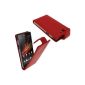 Red iGadgitz Leather Case for Case Sony Xperia Z Android Smartphone + Screen Protector (Wireless Phone Accessory)