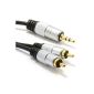 PRO Audio Metal 3.5mm Stereo Jack To 2 RCA phono cable Gold-plated sheets 3 m (Electronics)