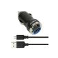 EZOPower 2m Black Micro USB Sync Data Transfer Cable + Black Metallic USB Car Charger Adapter with 2-Port 3.0 Amp (Wireless Phone Accessory)