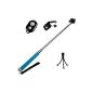 Mercurymall® 4 in 1 Trigger Retarder Bluetooth Remote + monopod expandable pouch + Mini Tripod + Camera Timer for iPhone 4 4S 5 5S 5C, Samsung Galaxy S2 S3 S4 S5 Note 3 2 HTC One, Motorola and LG SONY Other ( Blue) (Electronics)