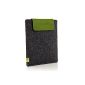 Almwild Sleeve for Kindle Fire HD, Kindle Fire HDX 7, Samsung Galaxy Note 8, eBook reader & Tablet 7-8 inches in slate - gray with lock - flap in almwildem moss - green