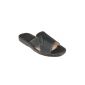 Mens slippers leather slippers Mules Black M37a (Textiles)