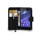 Sony Xperia Z2 Black PU Leather Wallet Flip Case Pouch + Big-Touch ...