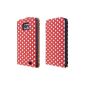 ECENCE Samsung i9100 Galaxy S2 S2 i9105 More Protective Cover Case Bag retro red with white dots 22030101 Flip Case + Screen Protector (Accessory)