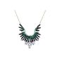 Yazilind Vintage Style Green gold alloy Black Clear rhinestone pendant necklace female chain (Jewelry)