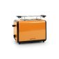 Klarstein Hello - Toaster 2 extra large slices with heating function and Bakery supporting 800W (4cm slots, crumb tray, 7 heating levels) - orange