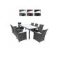 Garden furniture -8 + 1 - gray wicker - 8 chairs Grey - Table White 190 x 90 x 75 cm - VARIOUS COLORS