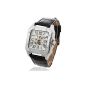Winner Bracelet Watch Automatic Mechanical Black PU Square Fashion Casual Male [Watch] (Watch)