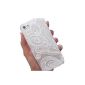 JIAXIUFEN White Floral Paisley Henna Flower Mandala Leather Case Case Case Case Strass portfolio protection case Leather Case Cover Case For iPhone 5 5S Swag (Electronics)