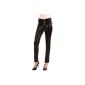 Jean Balingi high waist faux leather Women BA10278 (Clothing)