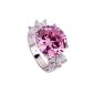 Women Yazilind Ring Round Cut White Rose sapphire cz zircons Silver Plate Size 56.5 FR wedding gift (Jewelry)