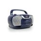 Radio Recorder CD Player Boombox cassette tuner AM / FM Radio Denver TCD-34C Blue (Electronics)