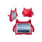 DURAGADGET back cover Monster red silicone for iPad 2, the new iPad (iPad 3), iPad with Retina display (iPad 4, 4th Generation, 2012) Apple - protective case with handles + custom made stand designed keeping for children - 5 year warranty