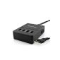 USB Power strip - Wall Charger 4 Ports: 3 x 1 x 1A + 2A - On / off switch - Protection 
