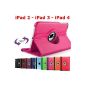 King Cameleon PINK DARK / FUSCHIA for Apple iPad 2/3/4 - COVER Cover Multi Angle ROTARY 360 - Many colors available - SMART COVER Shell Case PU LEATHER, 360 ° rotation, Stand, magnetic / magnet to standby - 1 FILM SCREEN SAVER 1 and PEN AVAILABLE !!!  (Electronic devices)