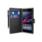 BAAS® Sony Xperia E1 - Black Leather Case Cover Case Wallet + 2 x Screen Protector Film + Stylus For Touch Screen (Electronics)