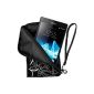 mumbi NEOPREN zipper pocket Sony Xperia Z Phone Case Flowerpower black envelope bag (Electronics)