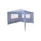 Gazebo 3x3m in blue and white with side panels (Extra solid construction)