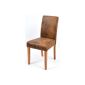 Solid oak wooden chair brown microfiber 5740