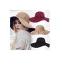 Yahee365 soft ladies wide brim hat women's hat slouch hat with bell retro wool loop bowknot (Textiles)