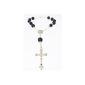 Painted black rosary bracelet with closure 8mm beads and silver chain [jewelery] (jewelry)